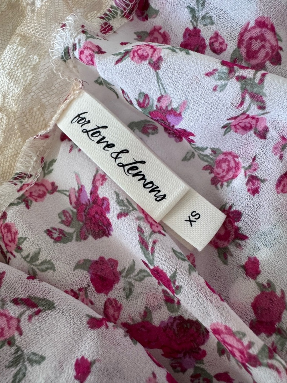 For Love & Lemons Floral Pink Rose Print mini dress- XS